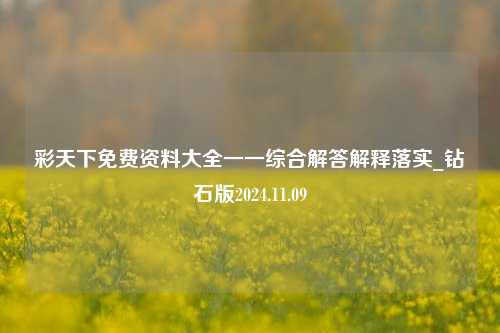 彩天下免费资料大全一一综合解答解释落实_钻石版2024.11.09