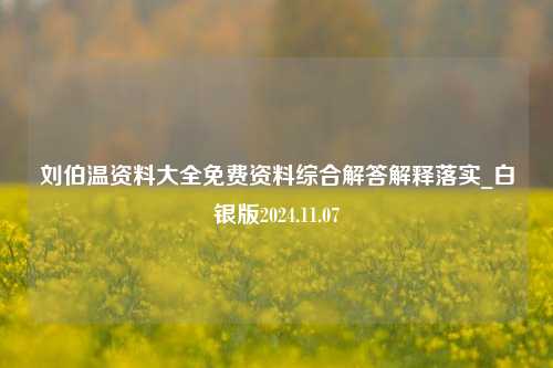 刘伯温资料大全免费资料综合解答解释落实_白银版2024.11.07