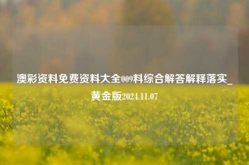 澳彩资料免费资料大全009料综合解答解释落实_黄金版2024.11.07