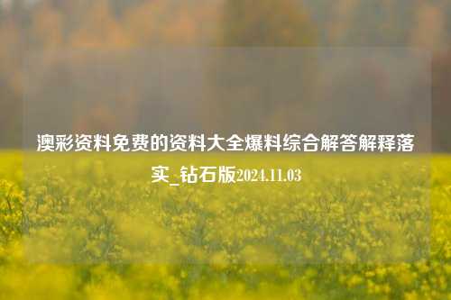 澳彩资料免费的资料大全爆料综合解答解释落实_钻石版2024.11.03