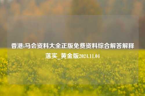 香港i马会资料大全正版免费资料综合解答解释落实_黄金版2024.11.04