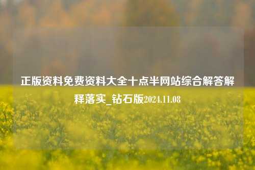 正版资料免费资料大全十点半网站综合解答解释落实_钻石版2024.11.08