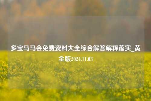 多宝马马会免费资料大全综合解答解释落实_黄金版2024.11.03