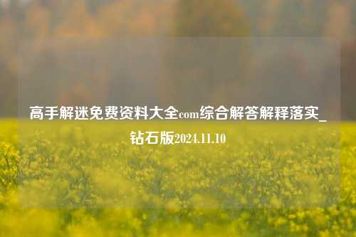 高手解迷免费资料大全com综合解答解释落实_钻石版2024.11.10