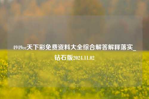 4949cc天下彩免费资料大全综合解答解释落实_钻石版2024.11.02