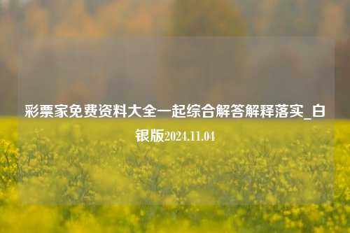 彩票家免费资料大全一起综合解答解释落实_白银版2024.11.04