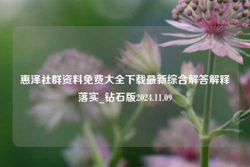 惠泽社群资料免费大全下载最新综合解答解释落实_钻石版2024.11.09