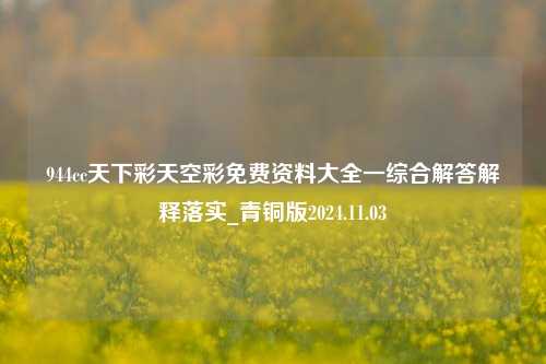 944cc天下彩天空彩免费资料大全一综合解答解释落实_青铜版2024.11.03