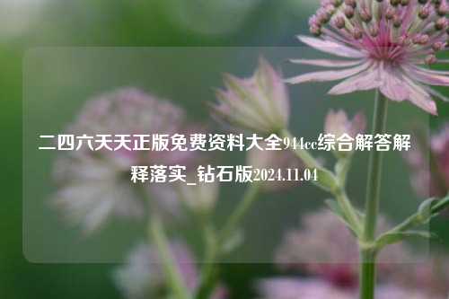 二四六天天正版免费资料大全944cc综合解答解释落实_钻石版2024.11.04