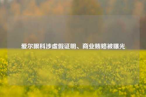 爱尔眼科涉虚假证明、商业贿赂被曝光