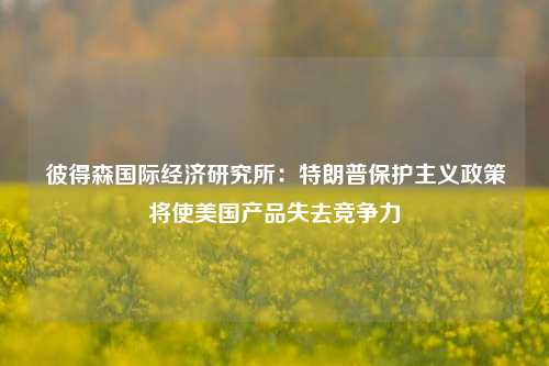 彼得森国际经济研究所：特朗普保护主义政策将使美国产品失去竞争力