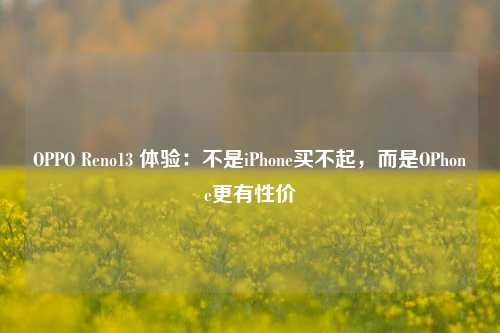 OPPO Reno13 体验：不是iPhone买不起，而是OPhone更有性价