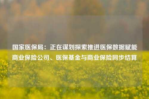 国家医保局：正在谋划探索推进医保数据赋能商业保险公司、医保基金与商业保险同步结算