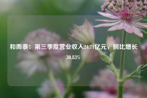 和而泰：第三季度营业收入24.71亿元，同比增长30.83%